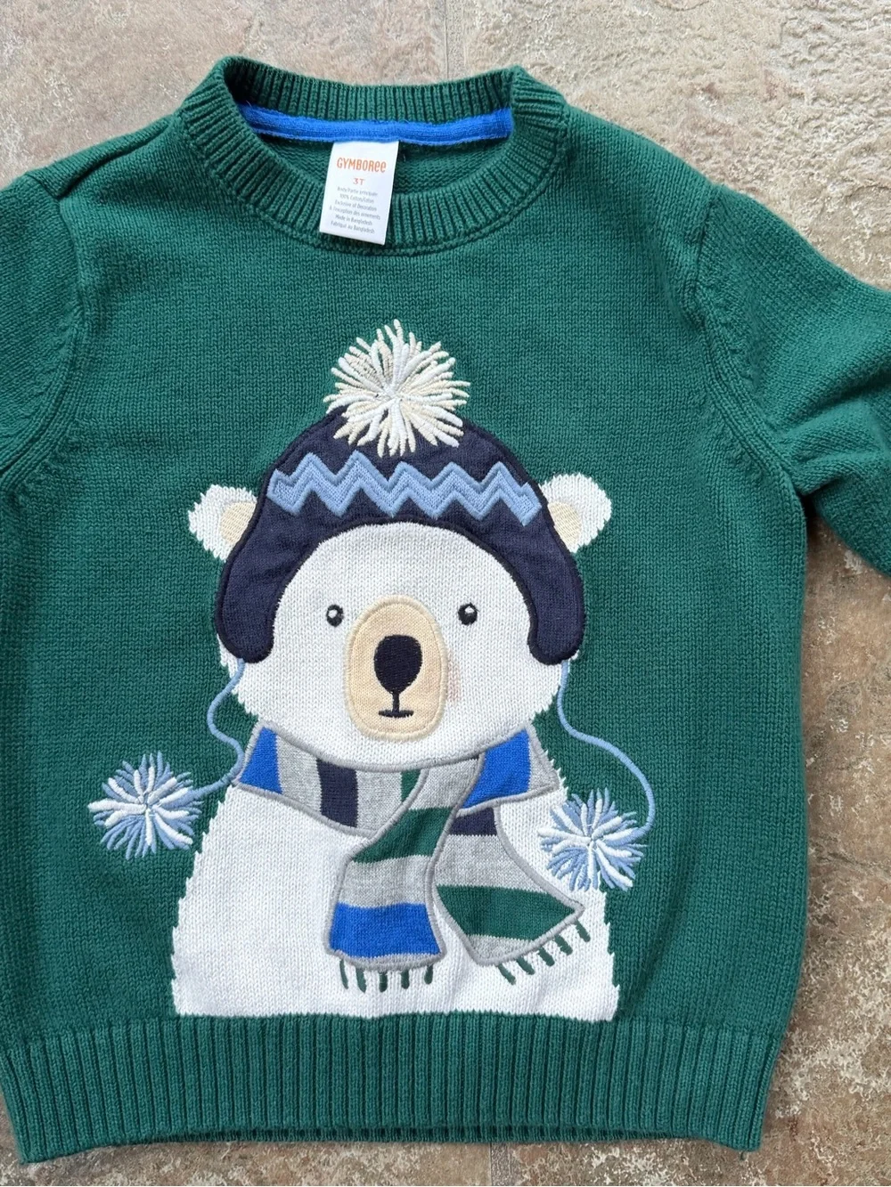 Gymboree Boys Green Polar Bear Winter Knit Sweater Size 3T Holiday/Christmas